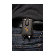 Sound Devices A20 mini holster, black leather with belt clip and yellow logo