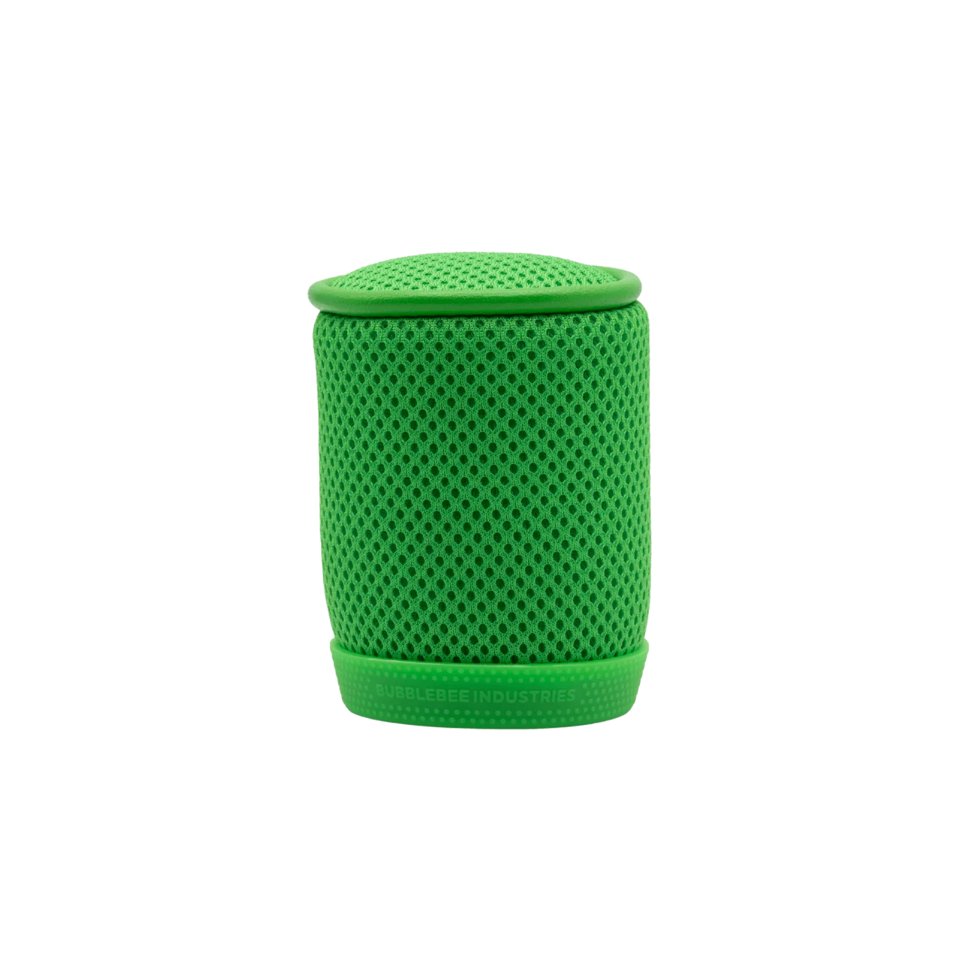 Green cylindrical mesh spacer bubble with textured perforations and rounded top.