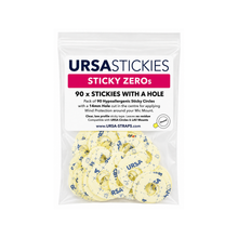 Adhesive sticky circles with center hole, pale yellow, in clear pouch