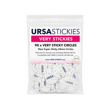 Adhesive sticky circles in resealable pouch, 24 mm white/blue round discs