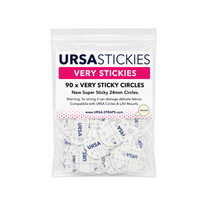 Adhesive sticky circles in resealable pouch, 24 mm white/blue round discs