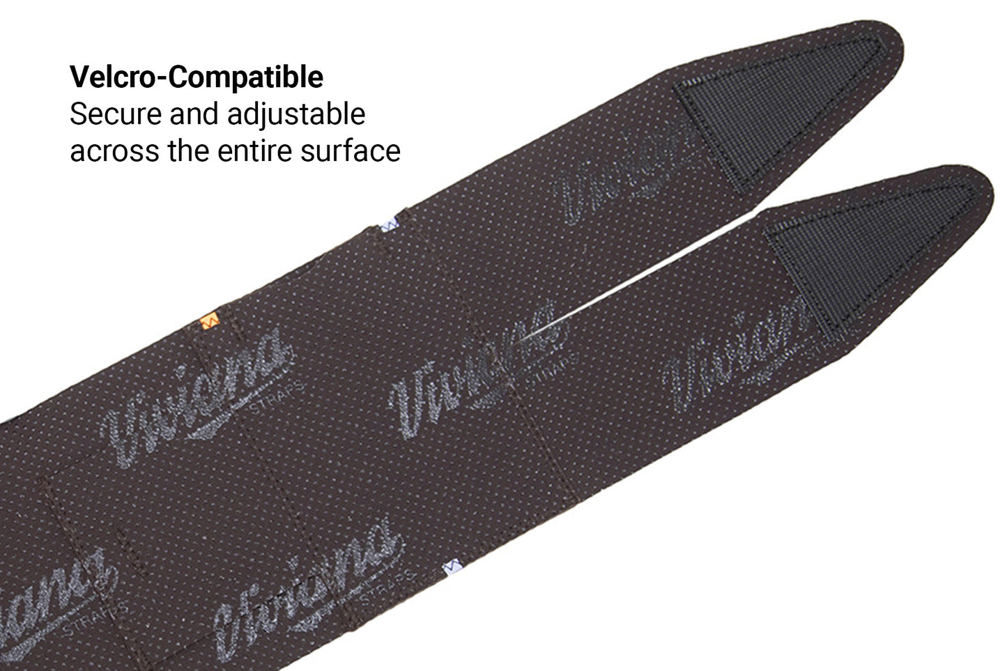 Dark brown calf strap with textured finish and triangular hook end tabs.