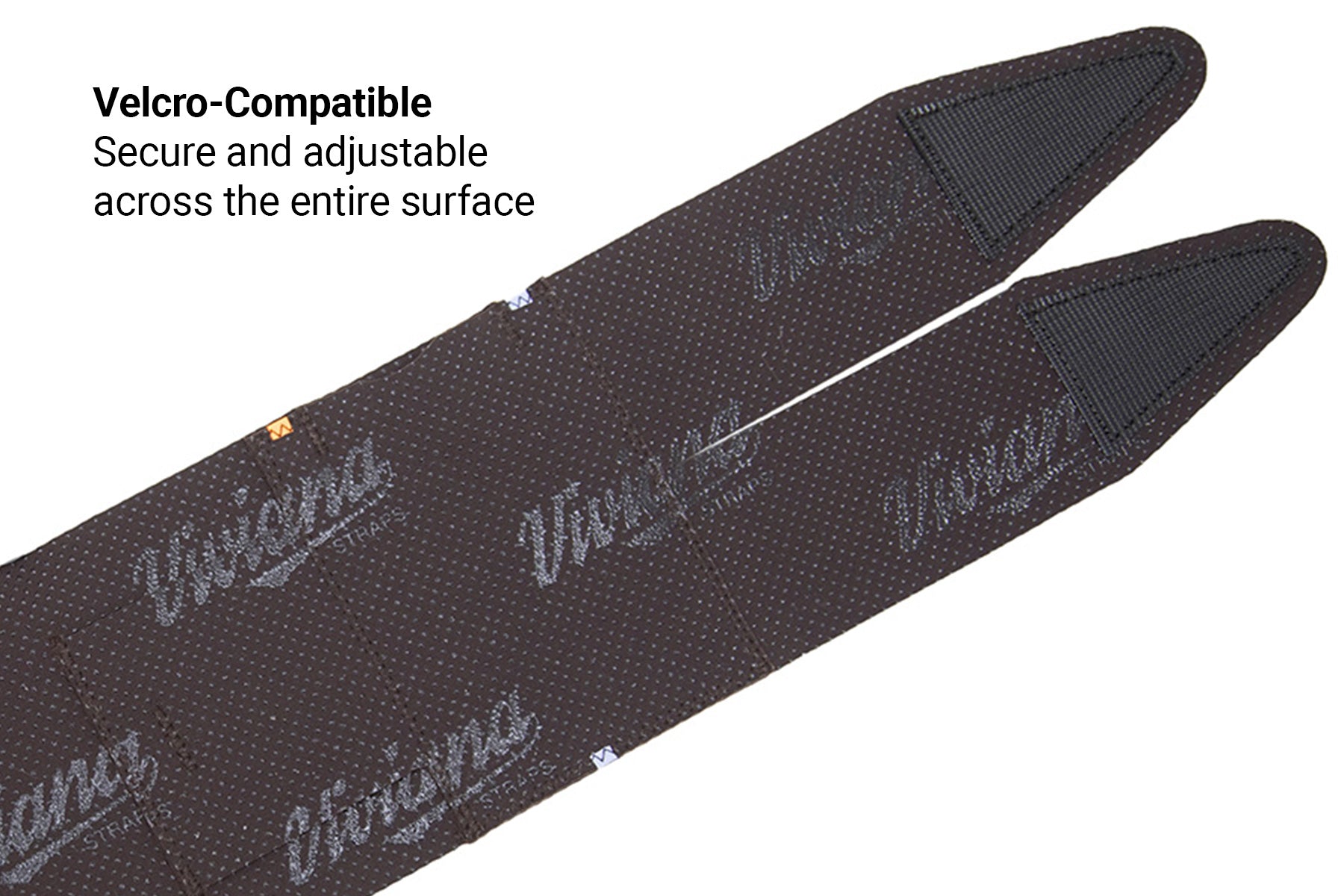 Dark brown calf strap with textured finish and triangular hook end tabs.