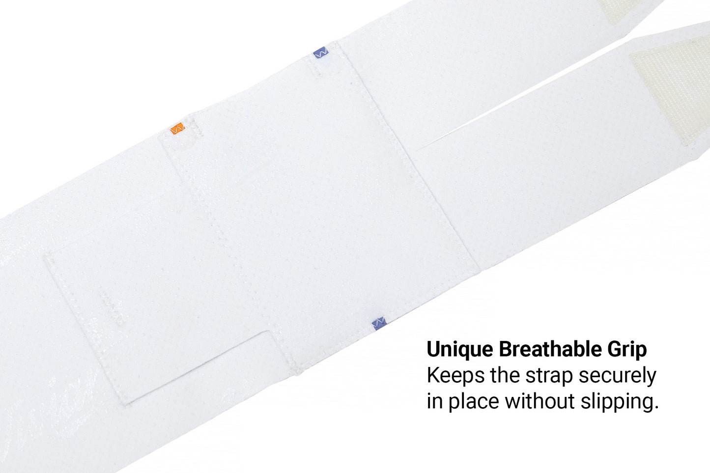 White calf strap with textured panels and two small fastening tabs.