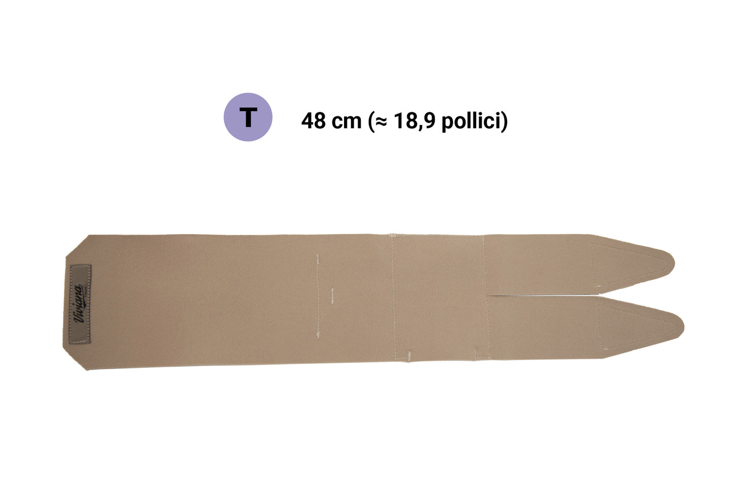 Tan beige calf strap with padded center and fastening tabs on both sides.