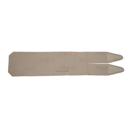 Beige calf strap with textured fabric and hook-style fastening pads on both sides.