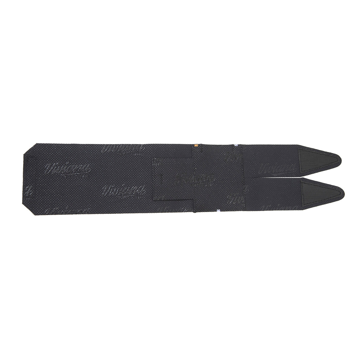 Black calf strap with textured surface and hook-style fastening sections along the length.