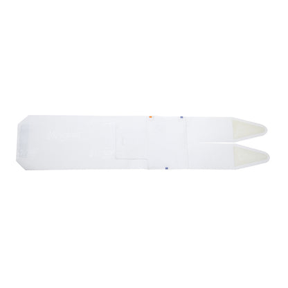 White calf strap with textured fabric and two end fastening tabs.