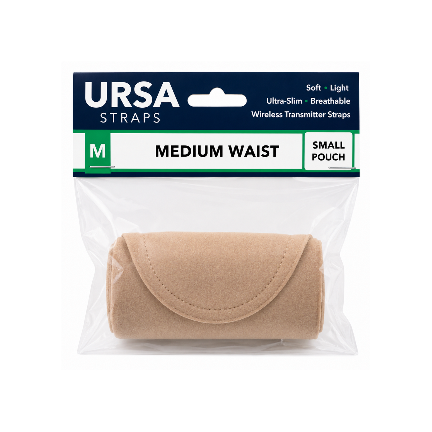 URSA Straps packaged medium waist strap with single beige pouch