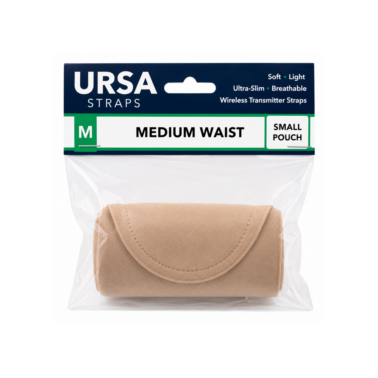 URSA Straps packaged medium waist strap with single beige pouch