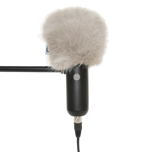 Mini windscreen for spatial microphone, light gray faux-fur cover