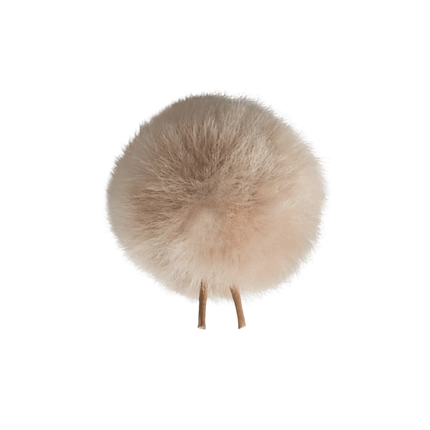 Beige faux fur pom-pom with twin-prong base