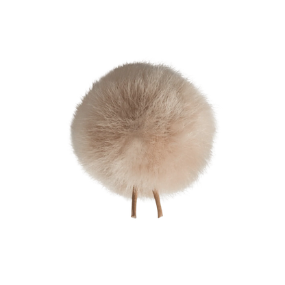 Beige faux fur pom-pom with twin-prong base