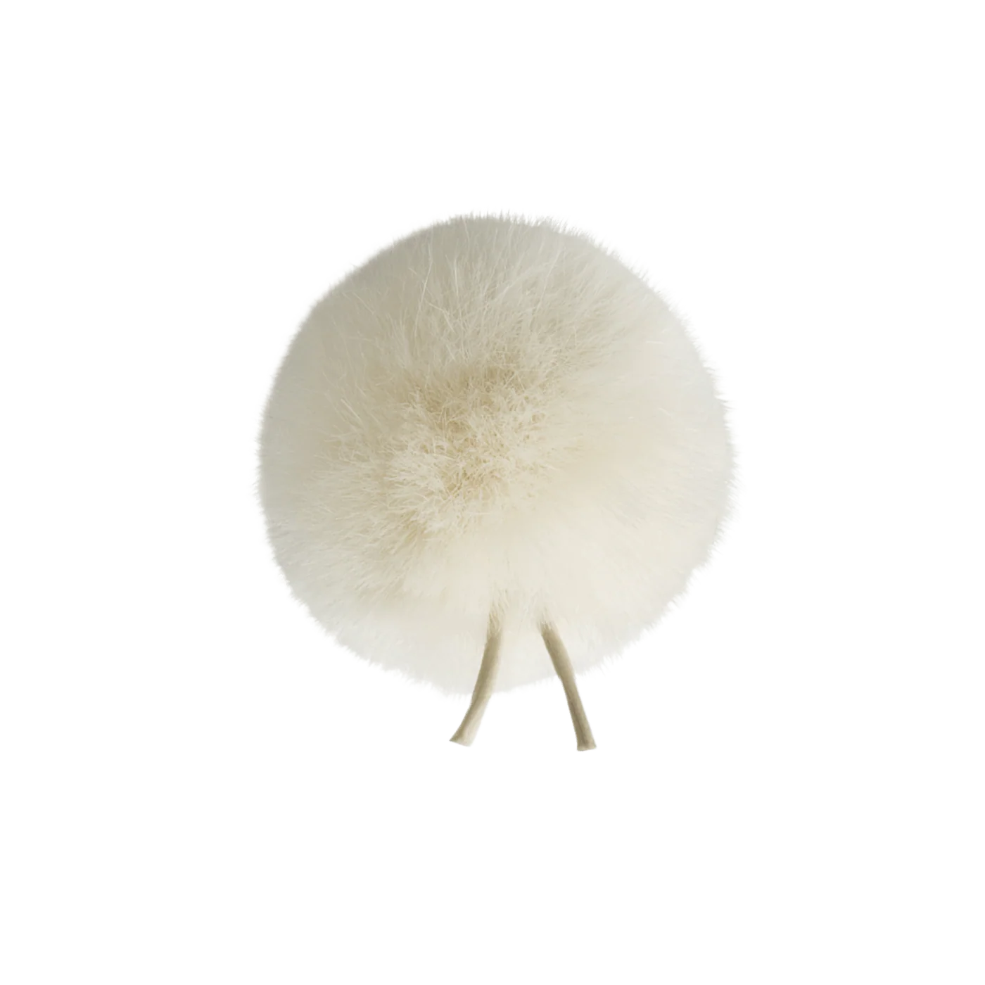 Off-white fuzzy windscreens pom-pom with two small prongs