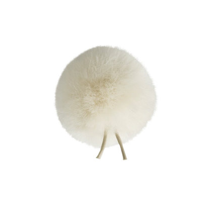Off-white fuzzy windscreens pom-pom with two small prongs