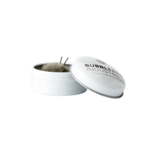 Furry windscreen inserts in white tins labeled "BUBBLE INDUSTRY"