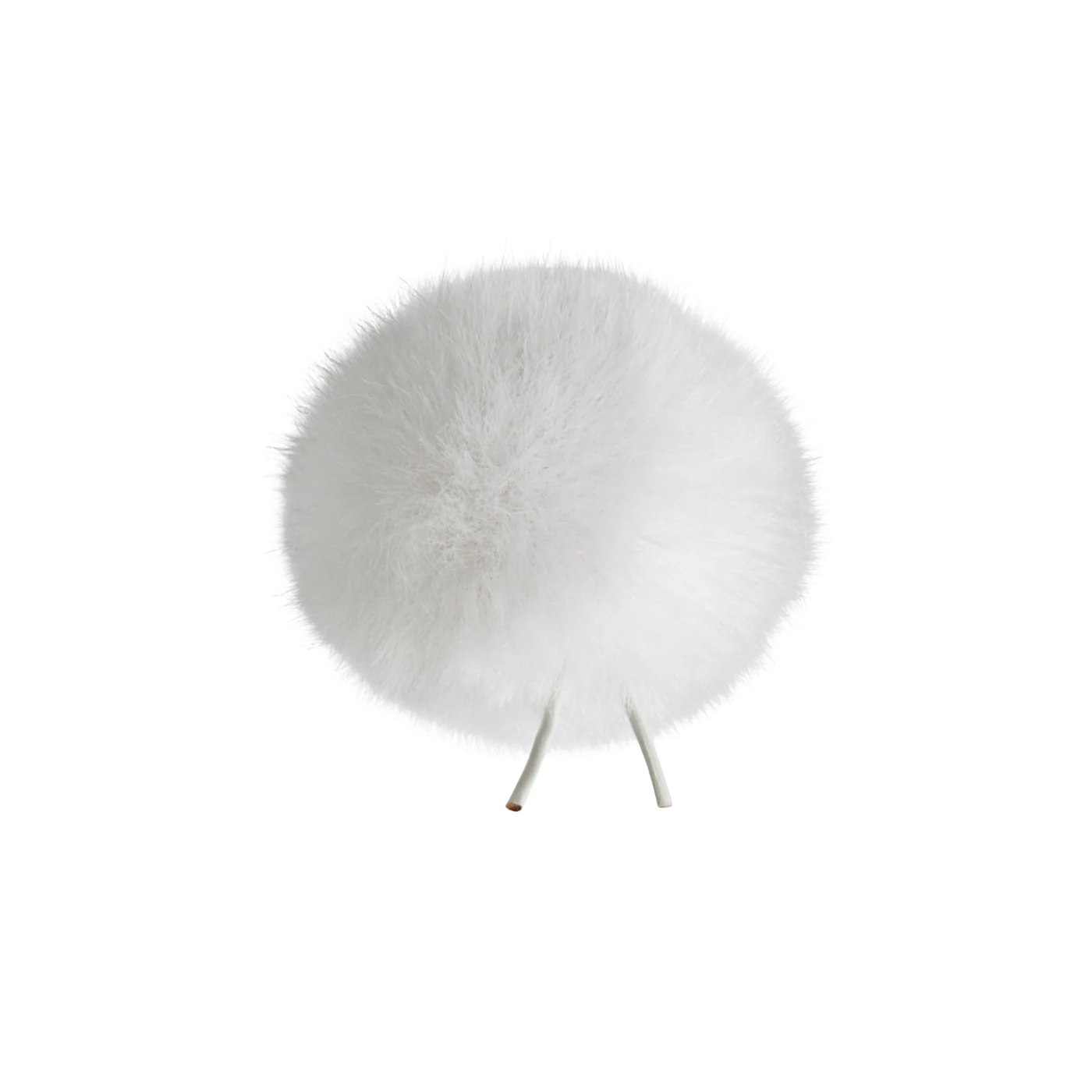 White faux fur pom-pom with twin-prong base