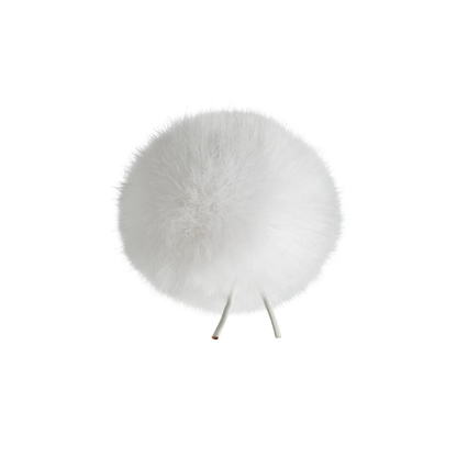 White faux fur pom-pom with twin-prong base