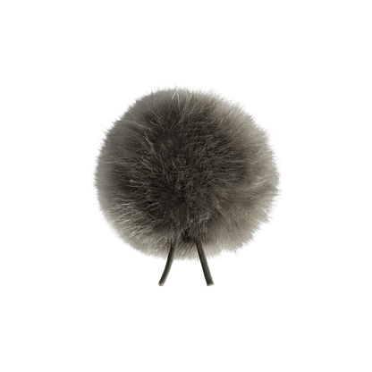 Light gray fuzzy windscreens pom-pom with two small prongs