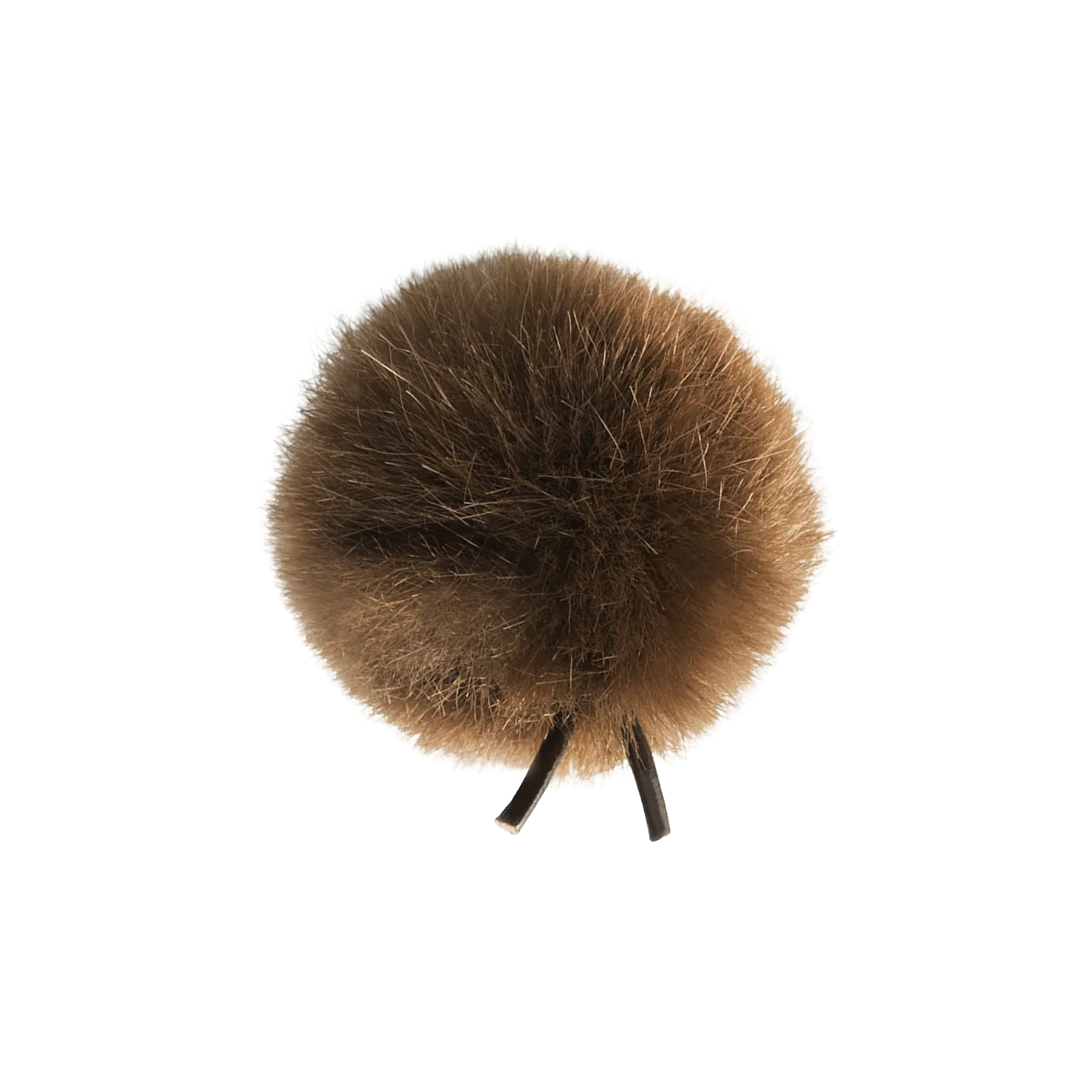 Brown fuzzy windscreens pom-pom with two small prongs