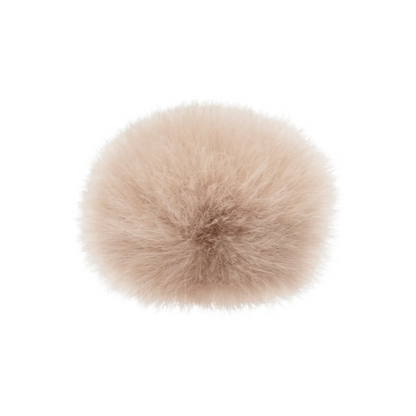Light beige round fluffy microphone windscreen cover