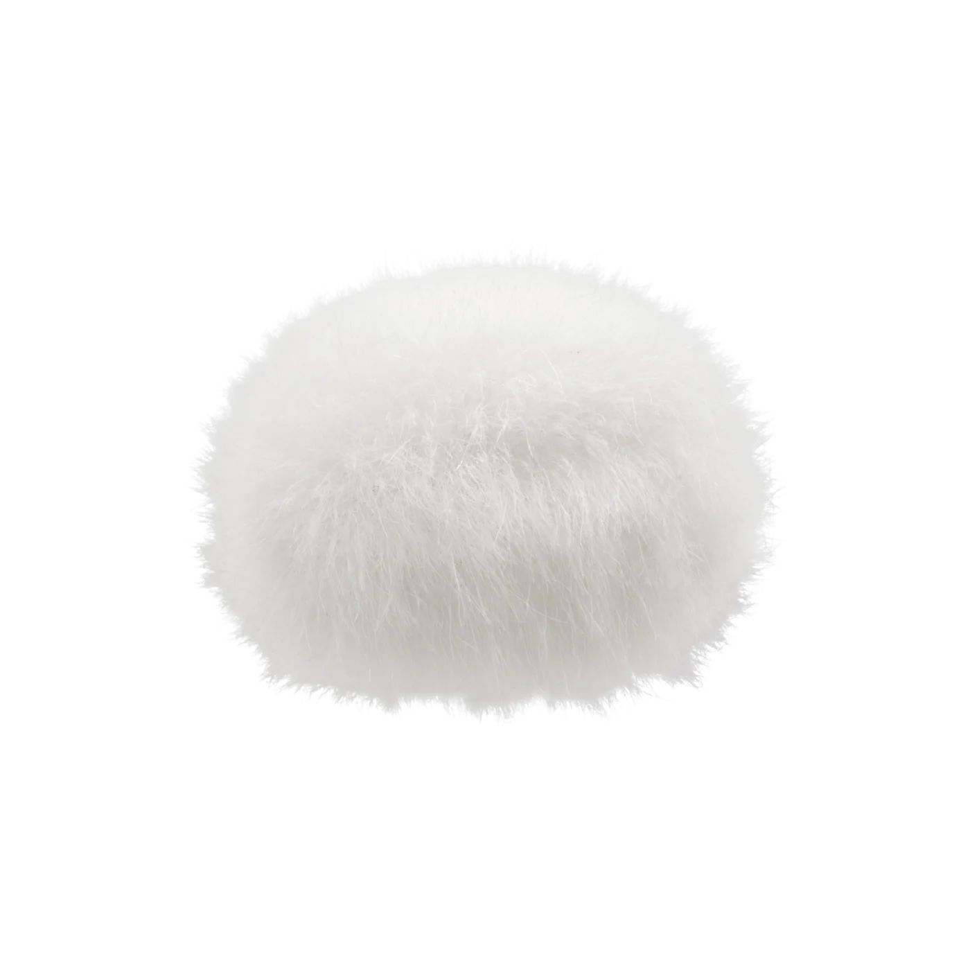 White fluffy circular microphone windscreen