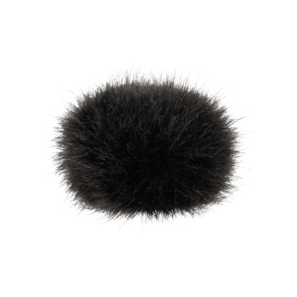 Black round fluffy microphone windscreen cover