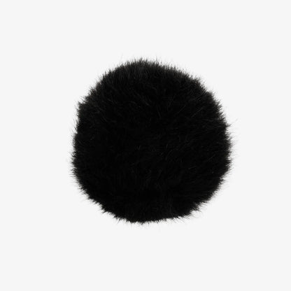 Black faux-fur headphone windscreen, round mic cover