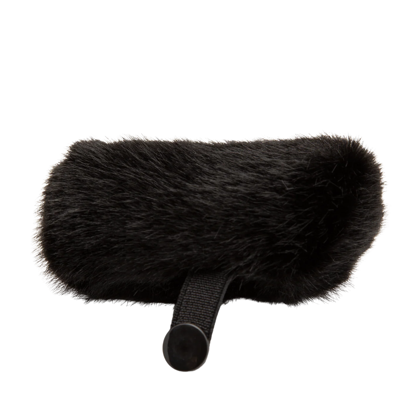 Black furry windscreen with strap for DPA microphone