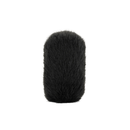 Dark furry windscreen for DPA microphone, small cylindrical shape