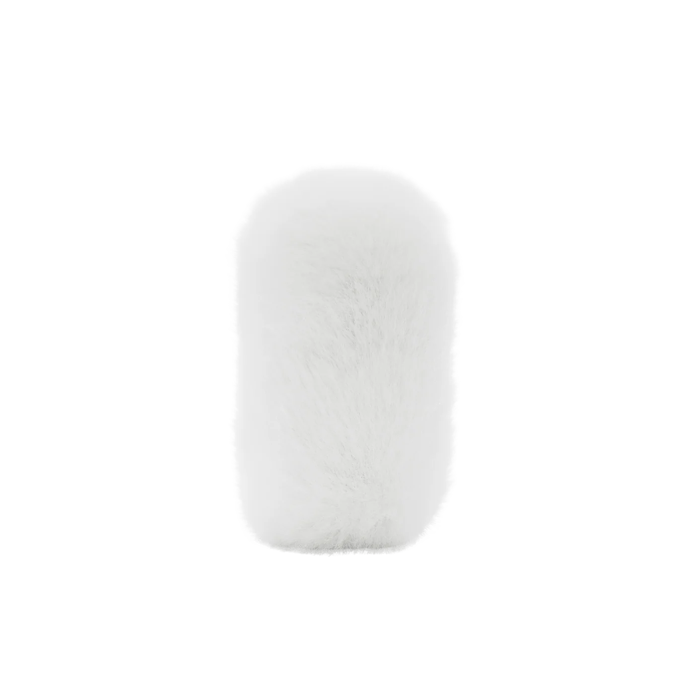 White furry windscreen for DPA microphone, small cylindrical shape