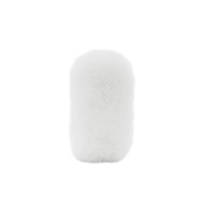 White furry windscreen for DPA microphone, small cylindrical shape