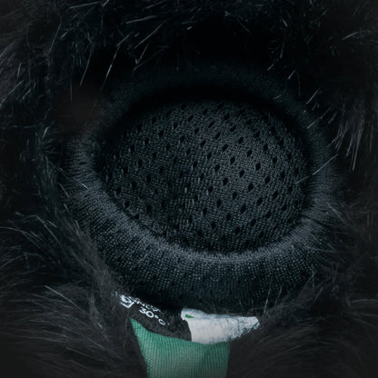 Black fur microphone windscreen with perforated inner mesh grille