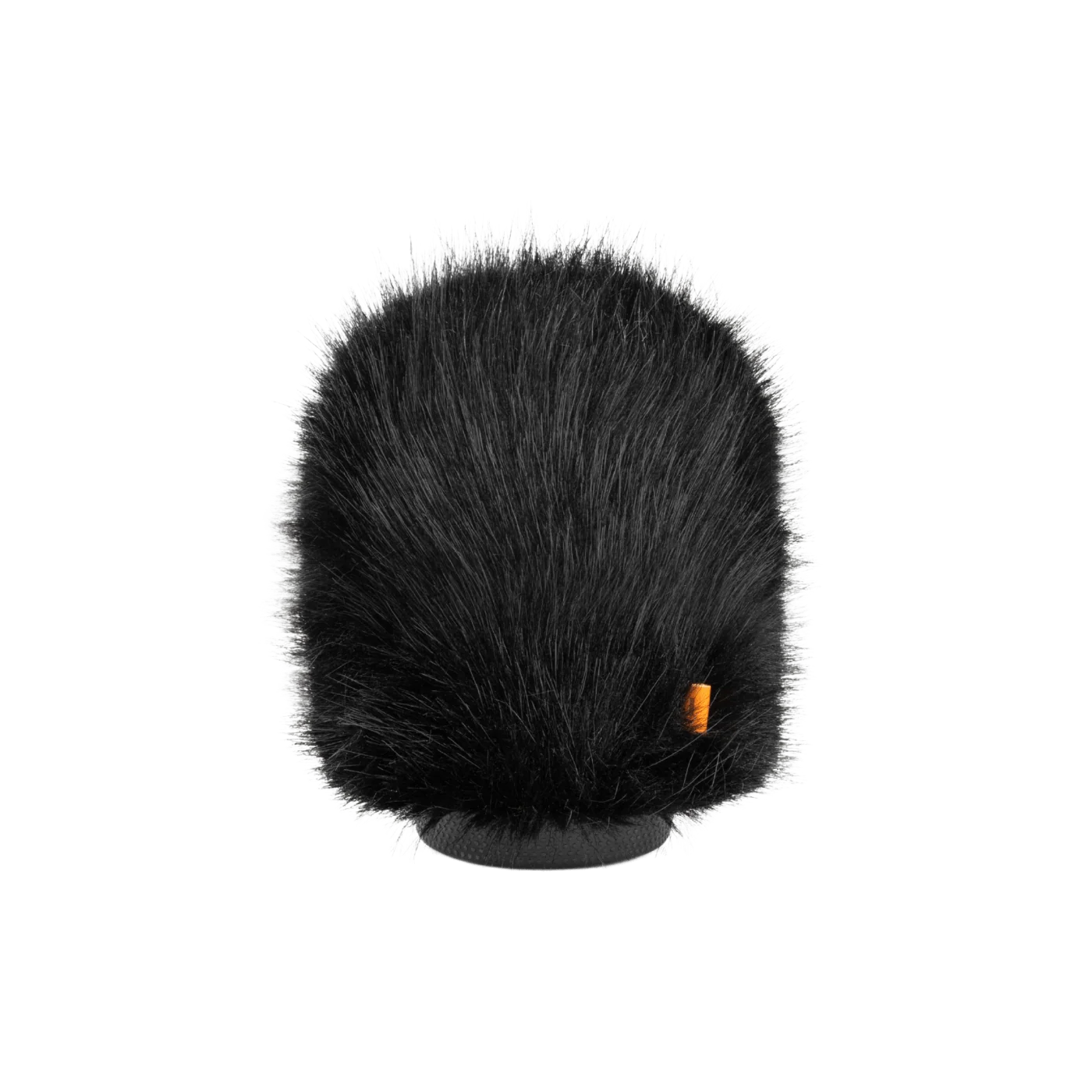 Hair brush attachment front-facing close-up of dark bristles and orange label